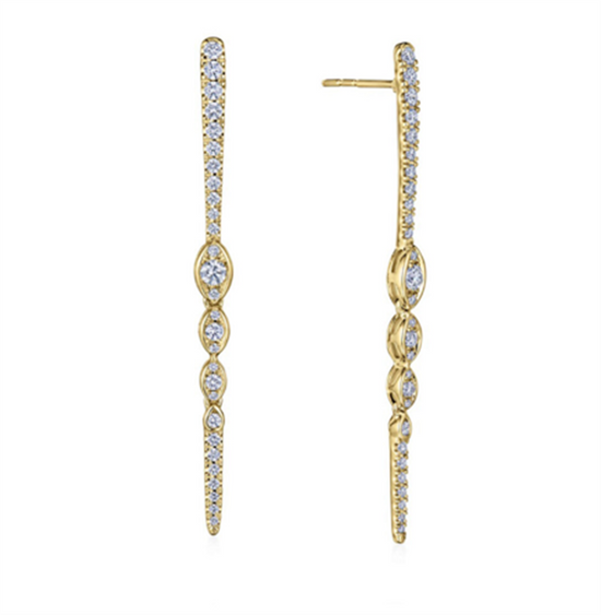 Kwiat 18k Gold Vine Drop Earrings with Diamonds
