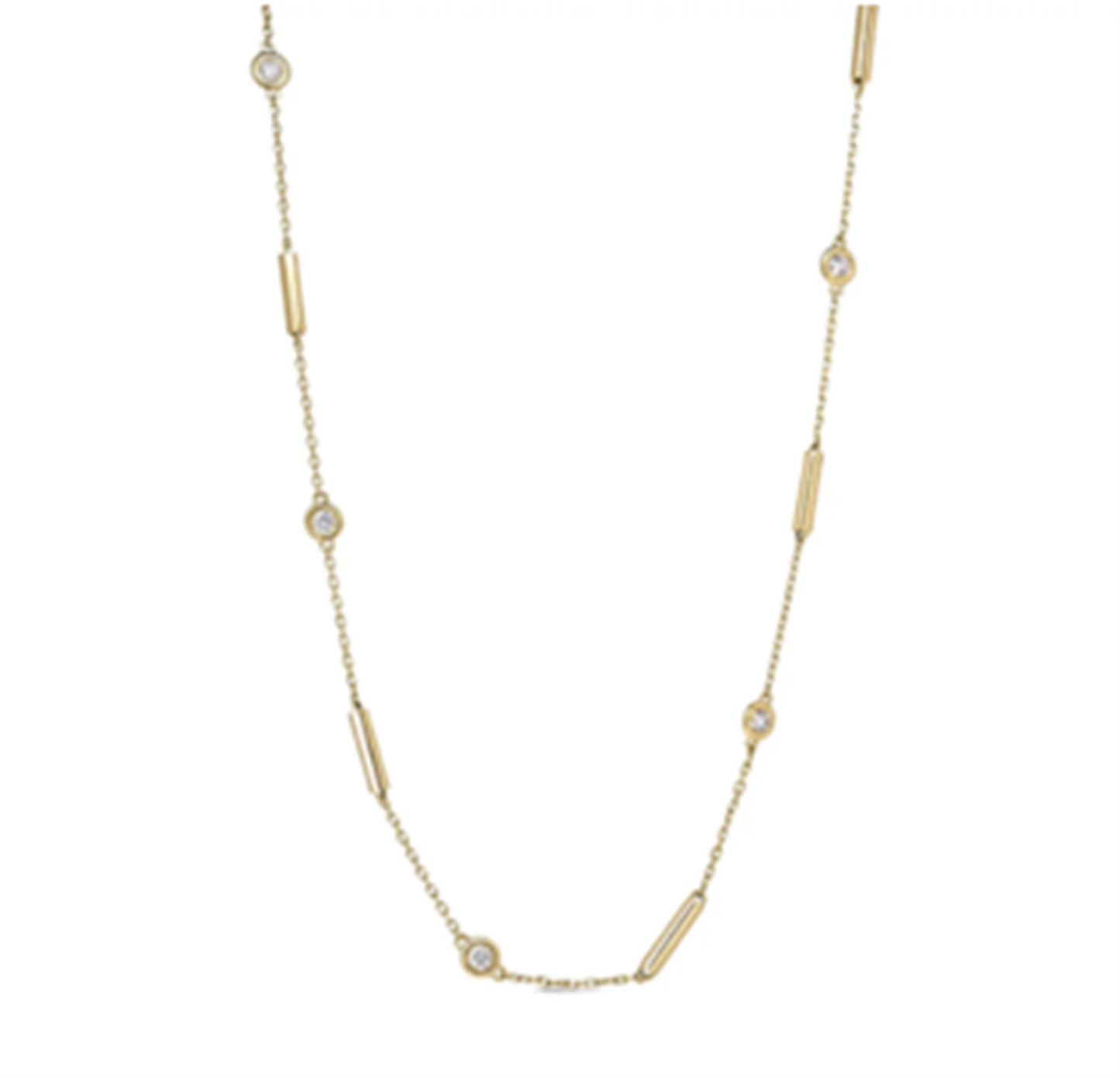 Roberto Coin Diamonds By the Inch Bar & Bezel Necklace in 18k Gold