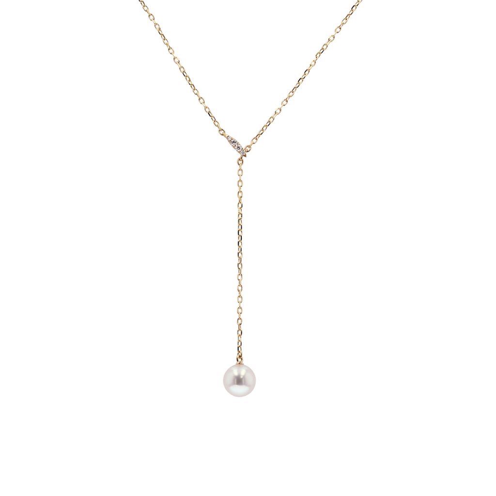 Mikimoto Akoya Pearl Gold Lariat Drop Necklace