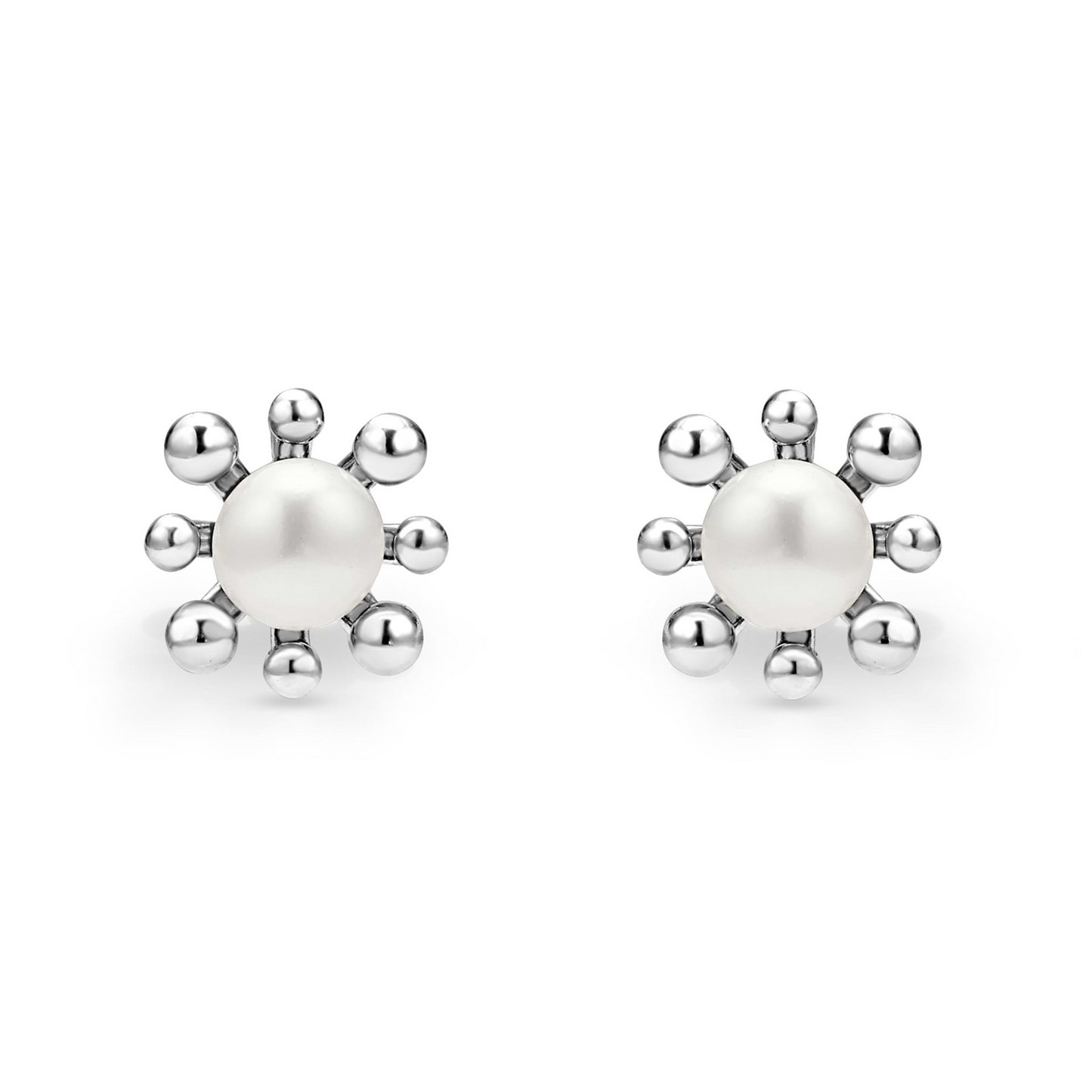 Lagos Fleur Pearl Stud Earrings in Sterling Silver