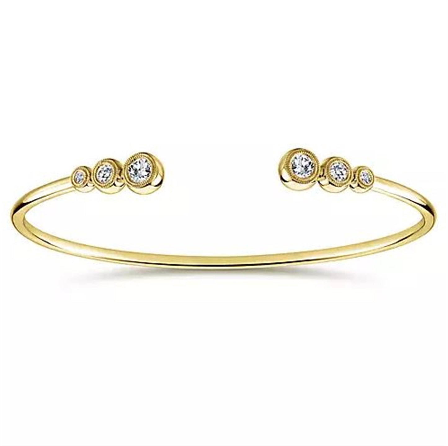 Gabriel & Co. Yellow Gold Split Bezel Set Diamond Bangle