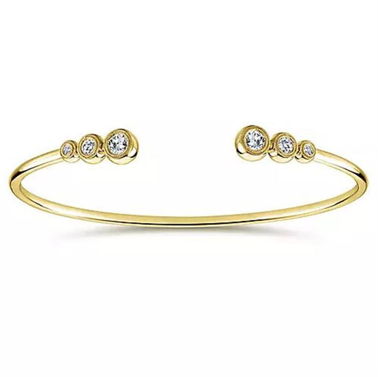 Gabriel & Co. Yellow Gold Split Bezel Set Diamond Bangle