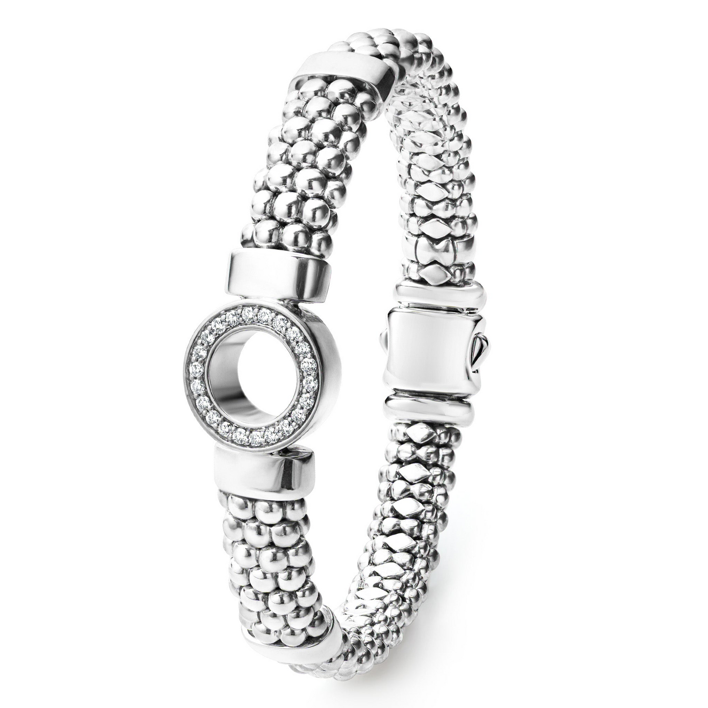 Lagos Single Station Diamond Circle Caviar Bracelet