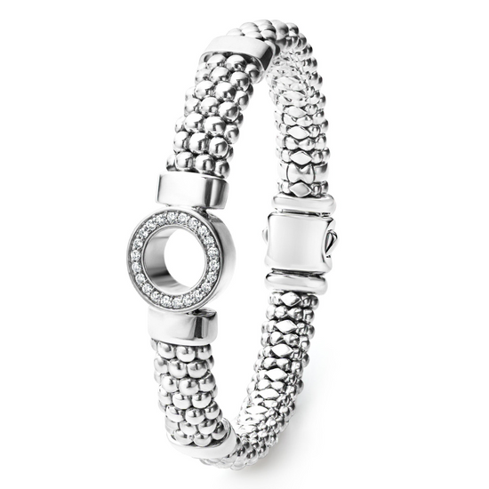 Lagos Single Station Diamond Circle Caviar Bracelet