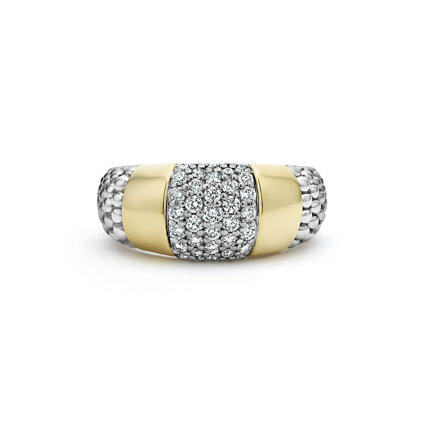 Lagos Two-Tone Station Diamond Ring in Sterling Silver and 18k Gold