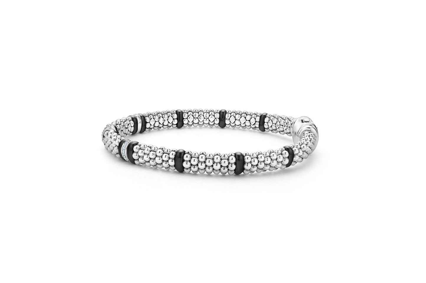 Lagos Black Four Station Diamond Caviar Bracelet