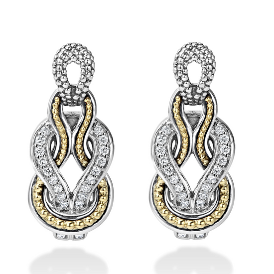 Lagos Caviar Knot Drop Earrings w/ Diamonds