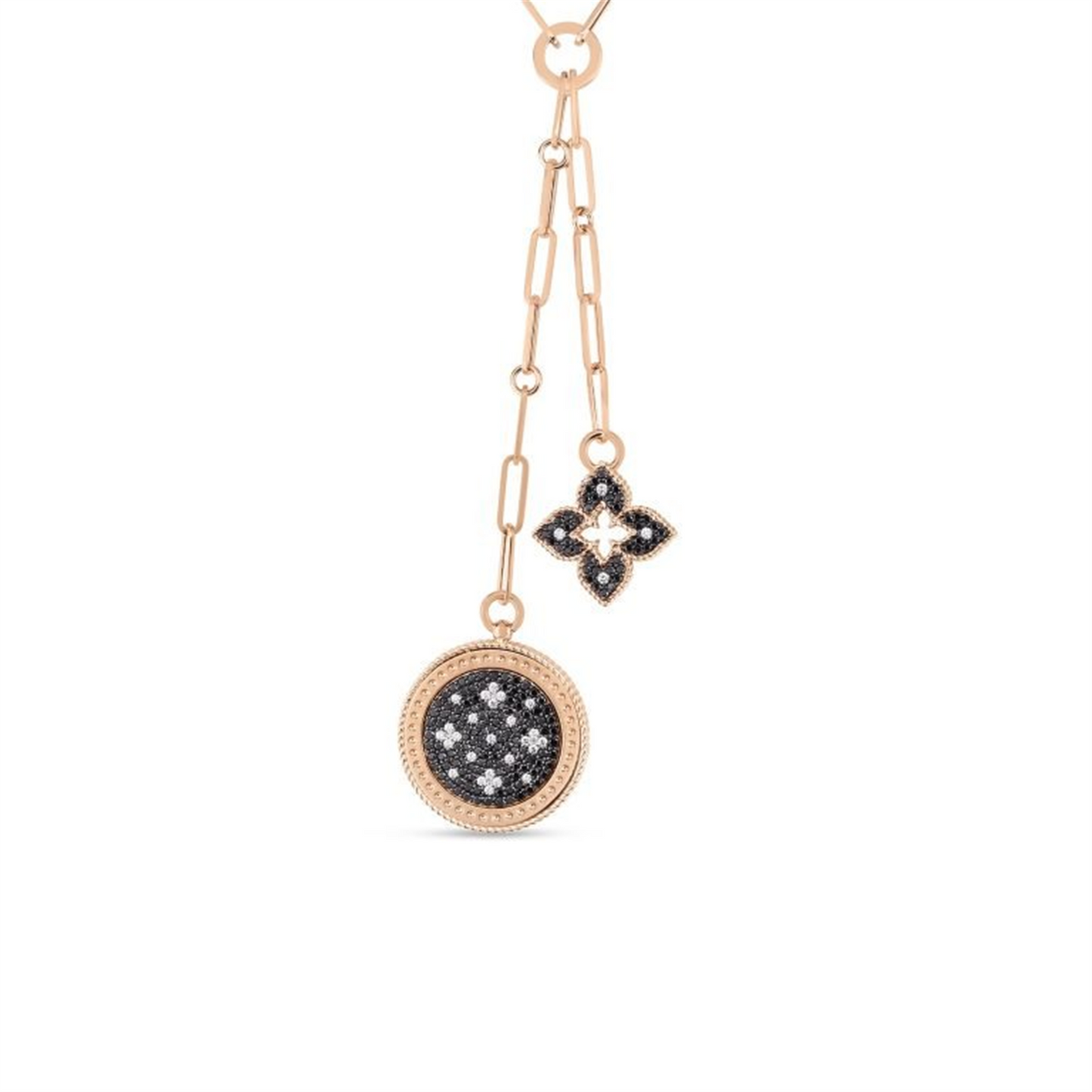 Roberto Coin Venetian Princess Black & White Diamond Double Medallion Necklace