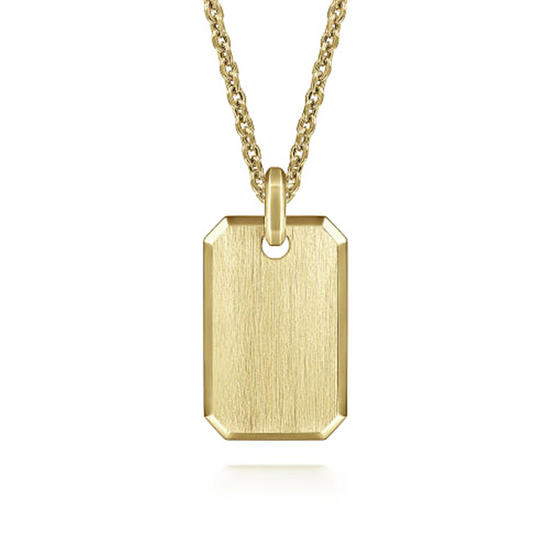Gabriel & Co. Yellow Gold Dog Tag Pendant