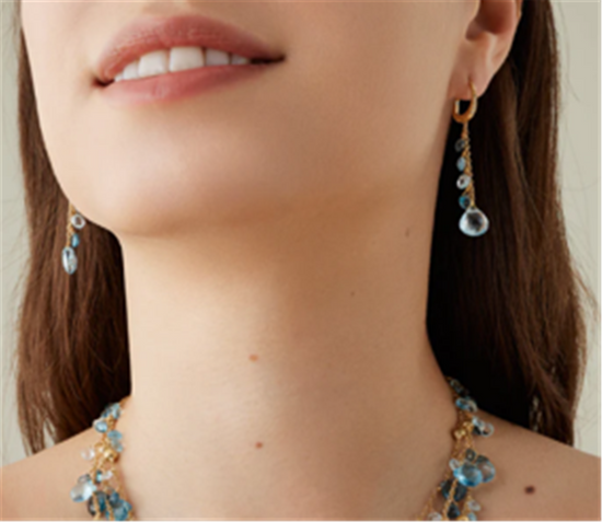 Marco Bicego Paradise Single Strand Diamond & Mixed Topaz Earrings in 18k Gold