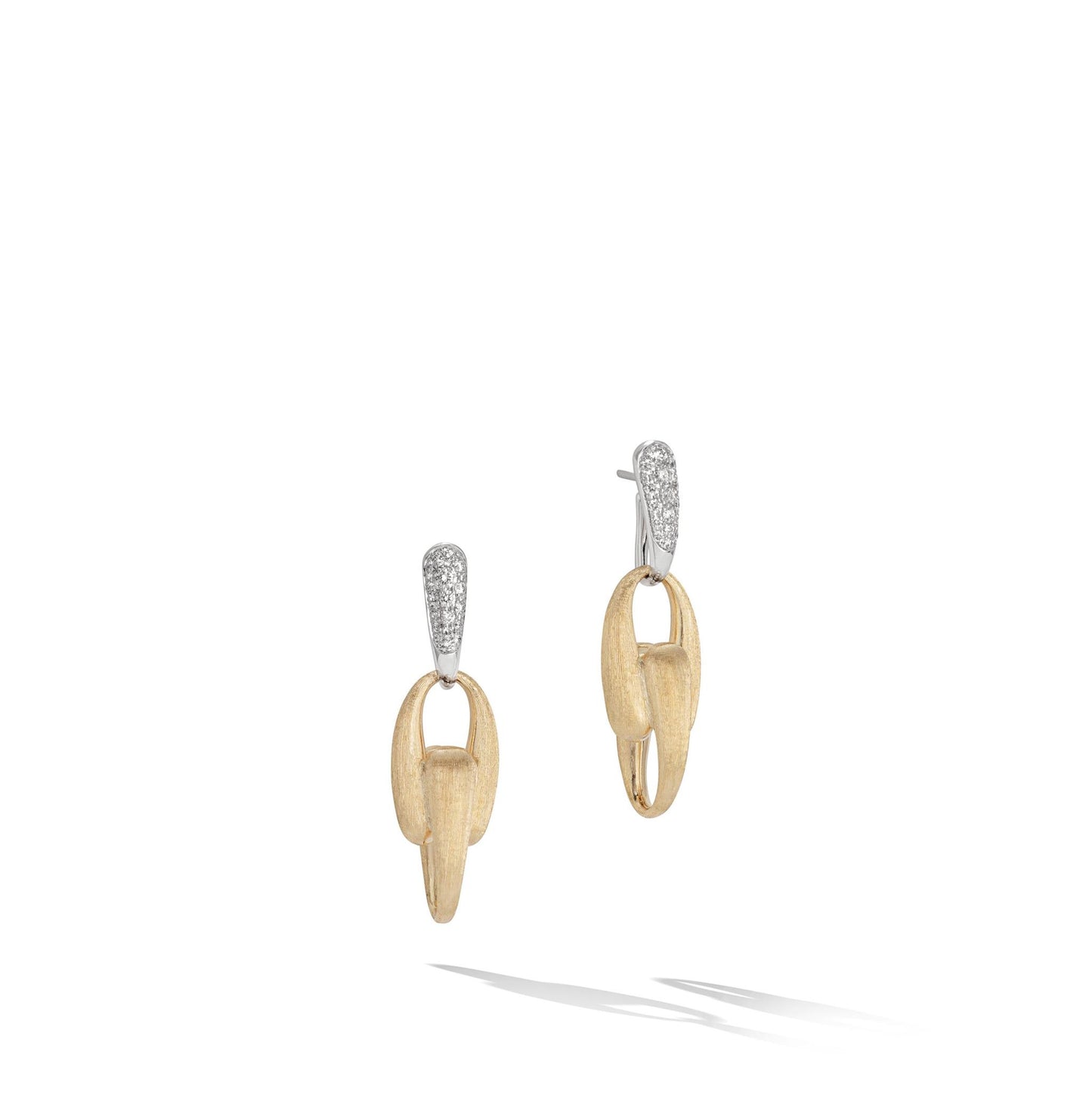 Lucia Collection Yellow Gold & Diamond Link Drop Earrings