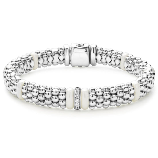 Lagos White Single Station Diamond Caviar Bracelet