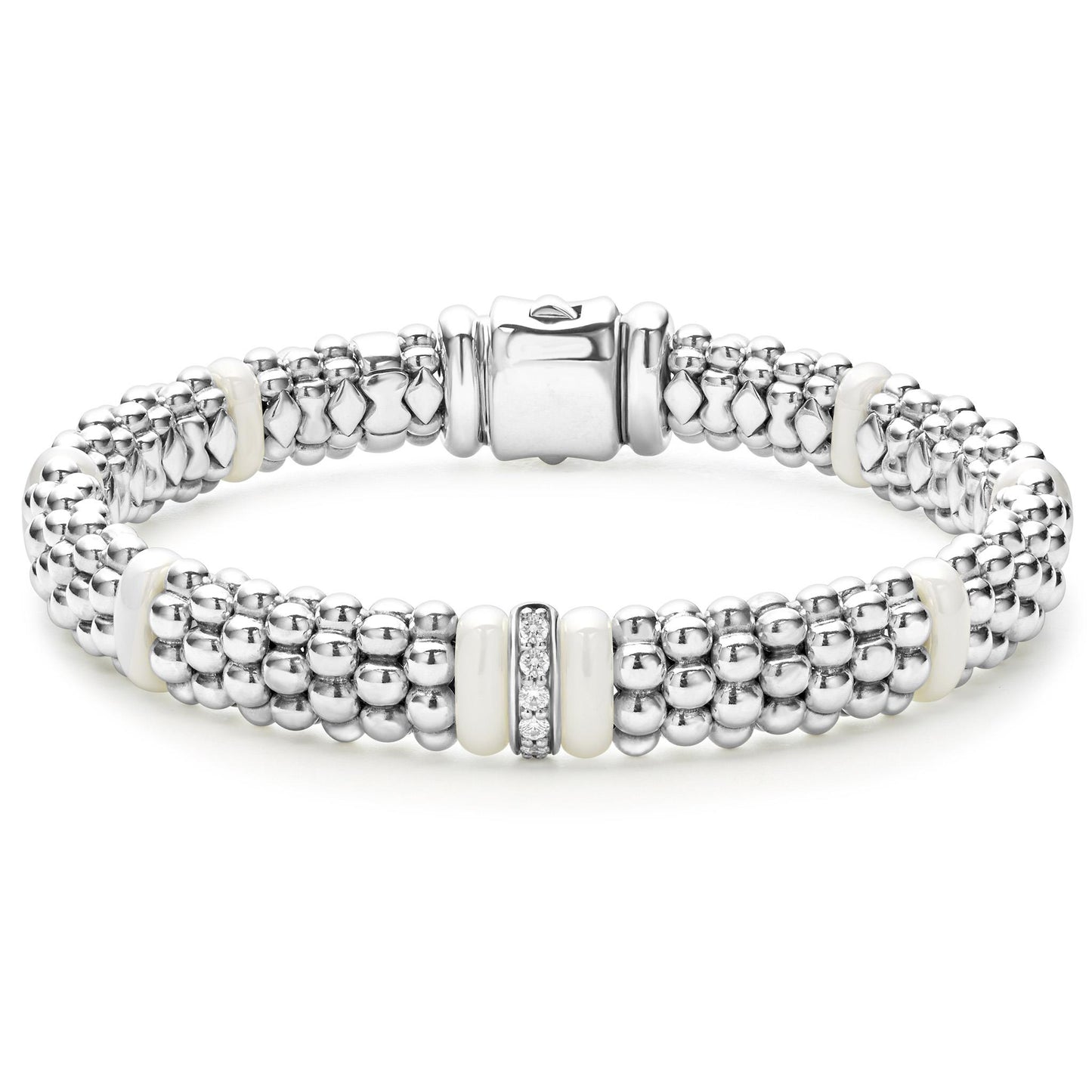 Lagos White Single Station Diamond Caviar Bracelet