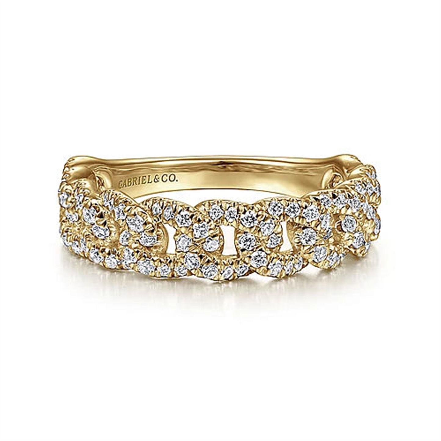 Gabriel & Co. Gold Chain Link Stackable Diamond Ring