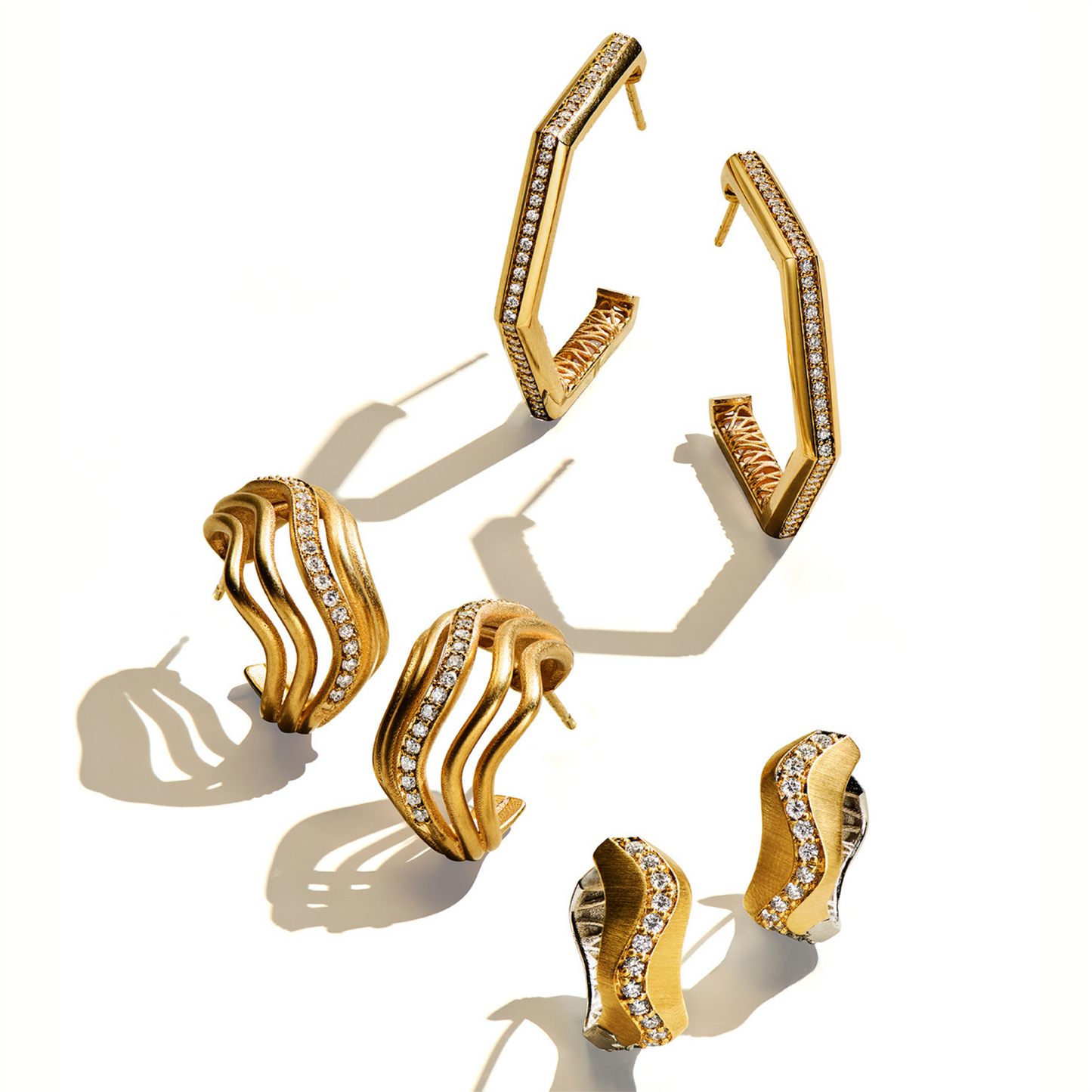 Jamie Turner Eclipse Diamond Hoop Earrings in 18k Yellow Gold