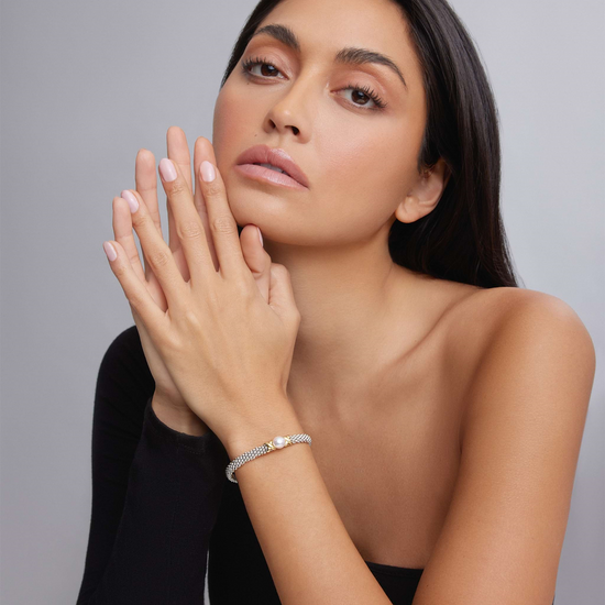 Lagos Two-Tone X Pearl Caviar Bracelet