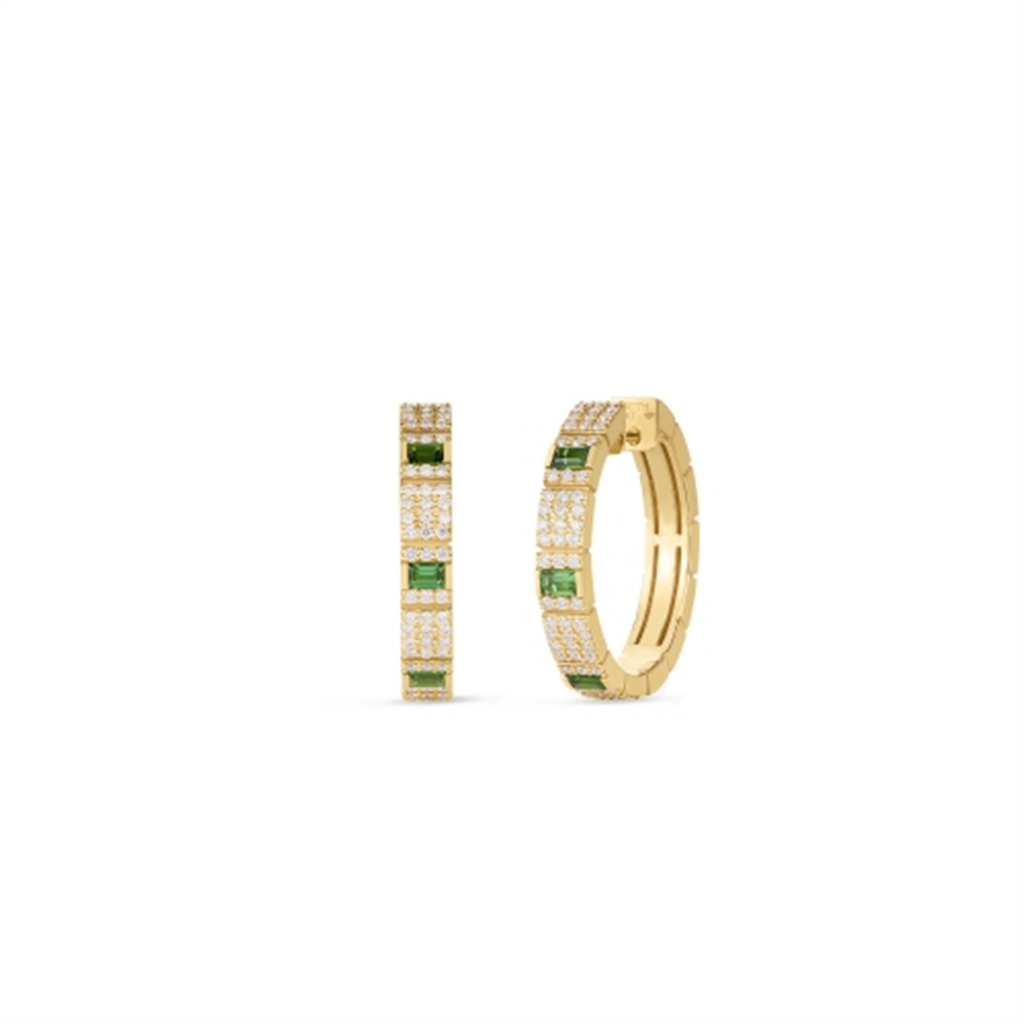 Roberto Coin 18k Gold Obelisco Green Tourmaline & Diamond Hoops