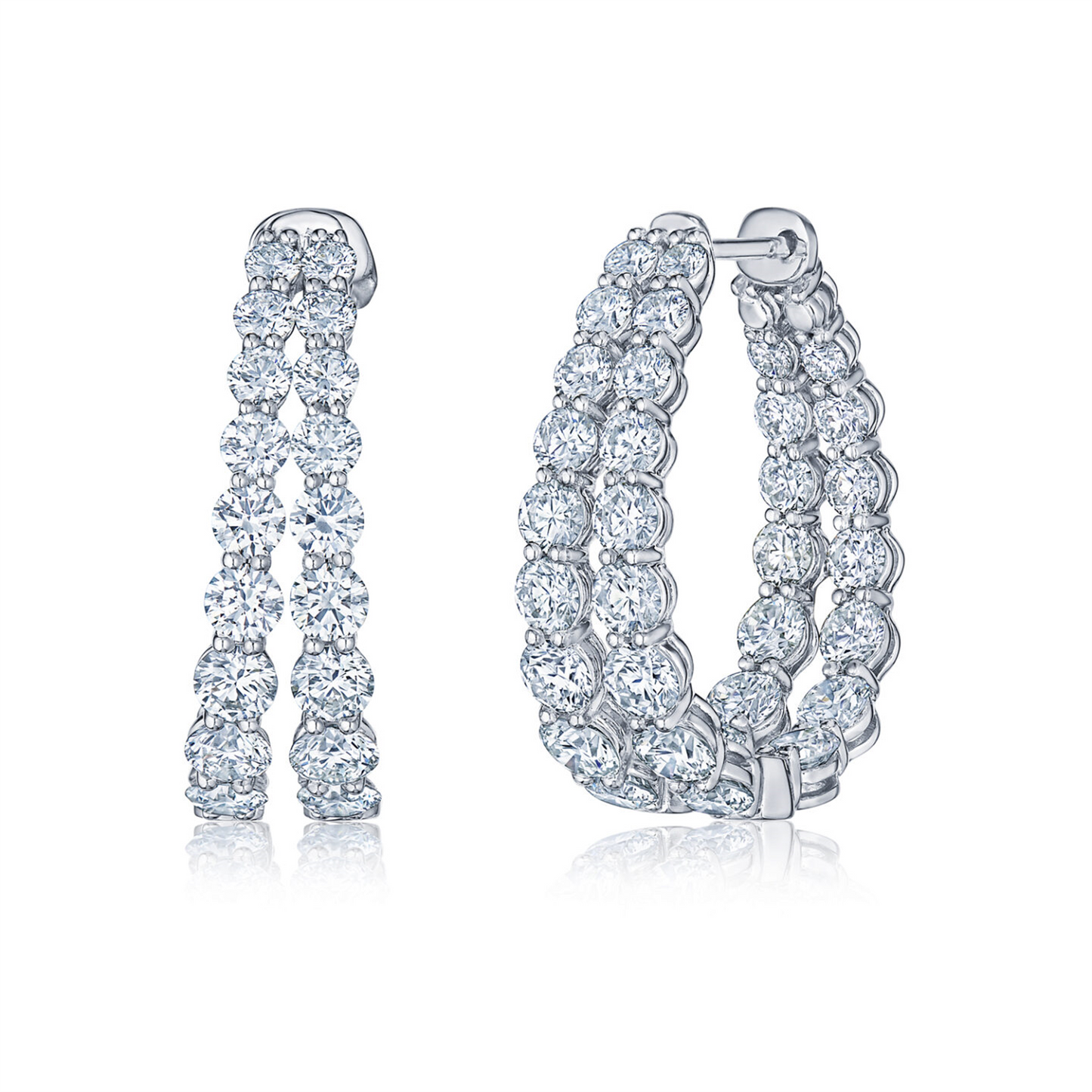Kwiat Lyric Double Hoop Earrings with Graduated Diamonds in 18k White Gold
