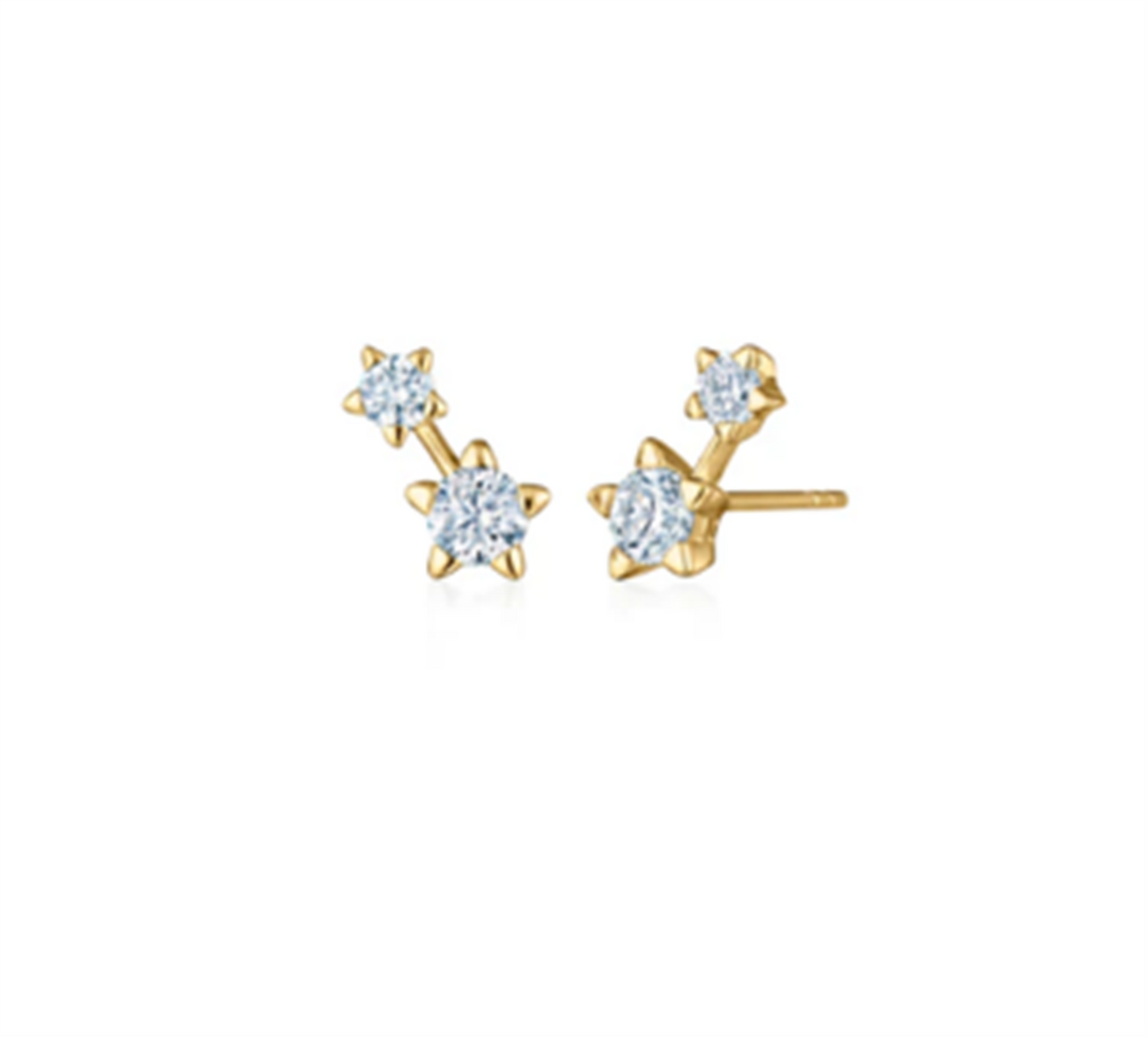 Kwiat Star Set Starry Night Duo Stud Diamond Earrings in 18k Yellow Gold