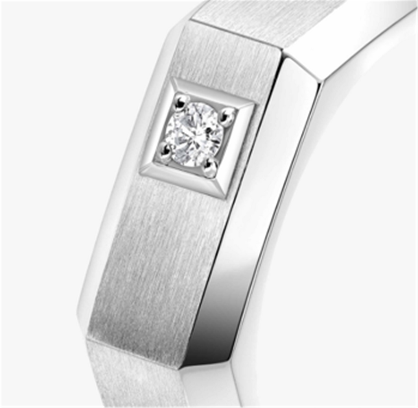 Messika Moderniste Brushed Diamond Ring, Medium in 18k White Gold