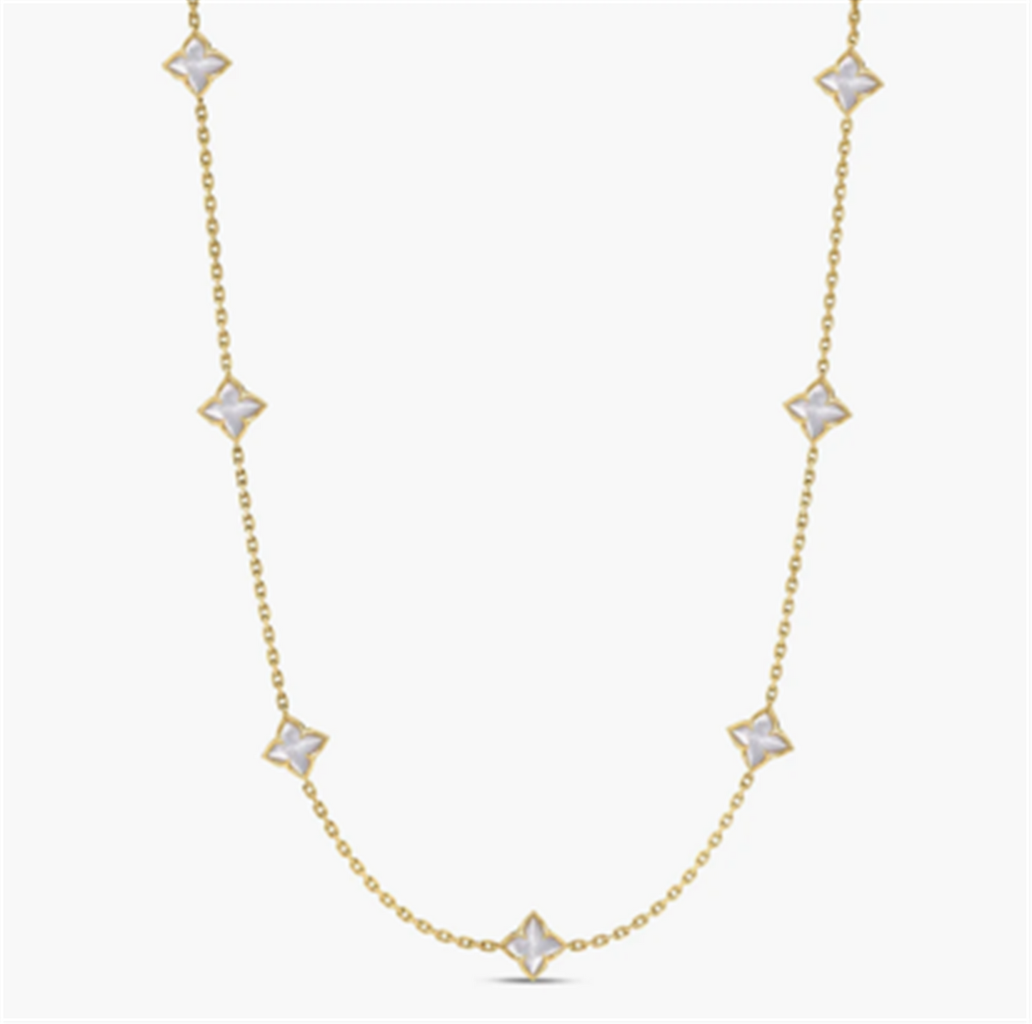 Roberto Coin Venetian Princess Carnival Mother of Pearl Flower 7 Station Necklace in 18k Yellow Gold