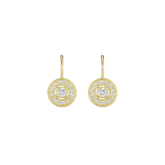 Penny Preville Medium Gold Engraved French Wire & Diamond Earrings