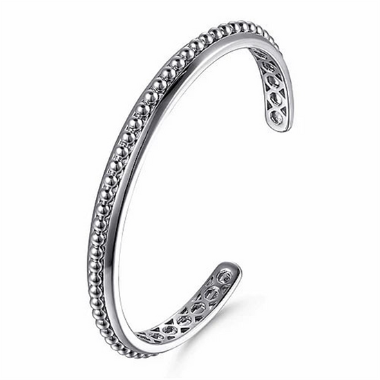 Gabriel & Co. Men's Sterling Silver Open Cuff Bracelet w/ Beaded Inlay