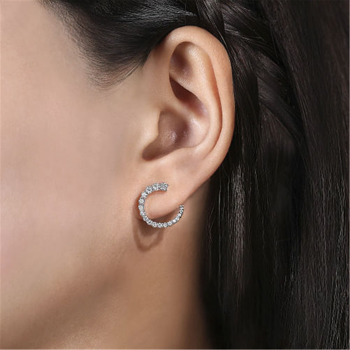 Gabriel & Co. Diamond Open Circle Bypass Hoop Earrings