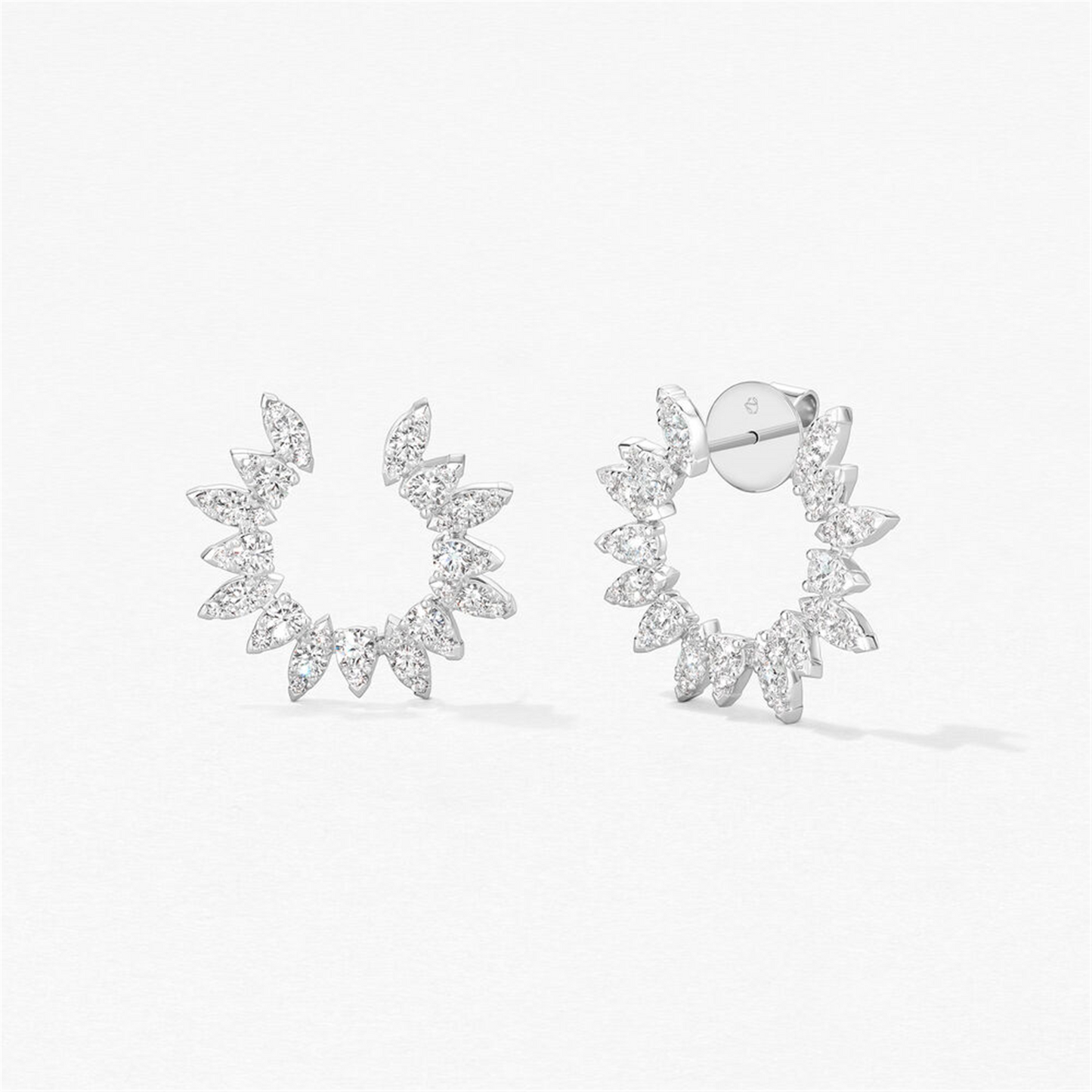 Large Aerial Sunburst Wrap Earrings in 18k White Gold