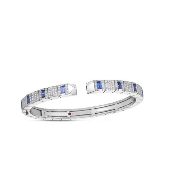 Roberto Coin Obelisco Pavé Diamond & BlueSapphire Bracelet in 18k White Gold