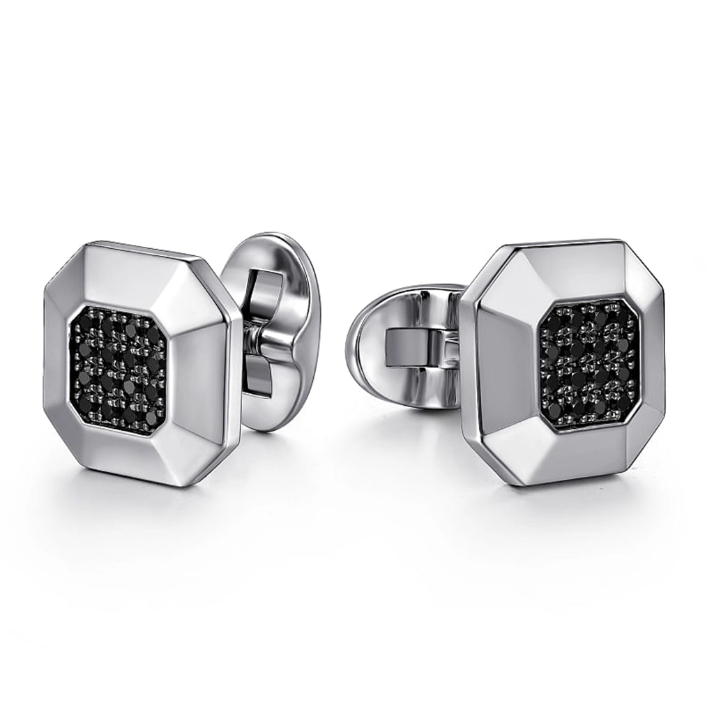 Gabriel & Co. Square Cufflinks with Black Spinel Stone