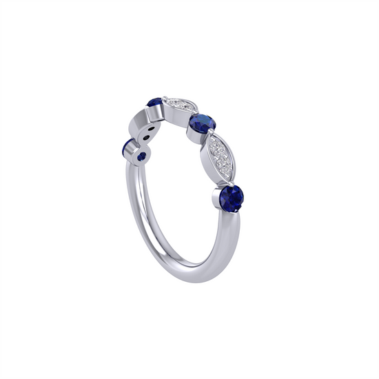 Vibhor Adamas Ring in 18k White Gold & 1ct Sapphires & Diamonds