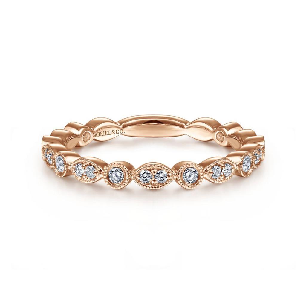 Gabriel & Co. Rose Gold Marquise & Round Station Diamond Ring