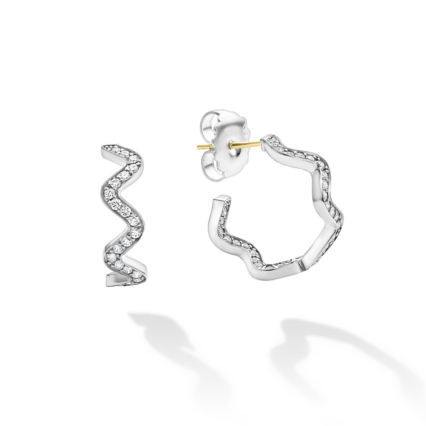 Lagos Wave Diamond Hoop Earrings in Sterling Silver