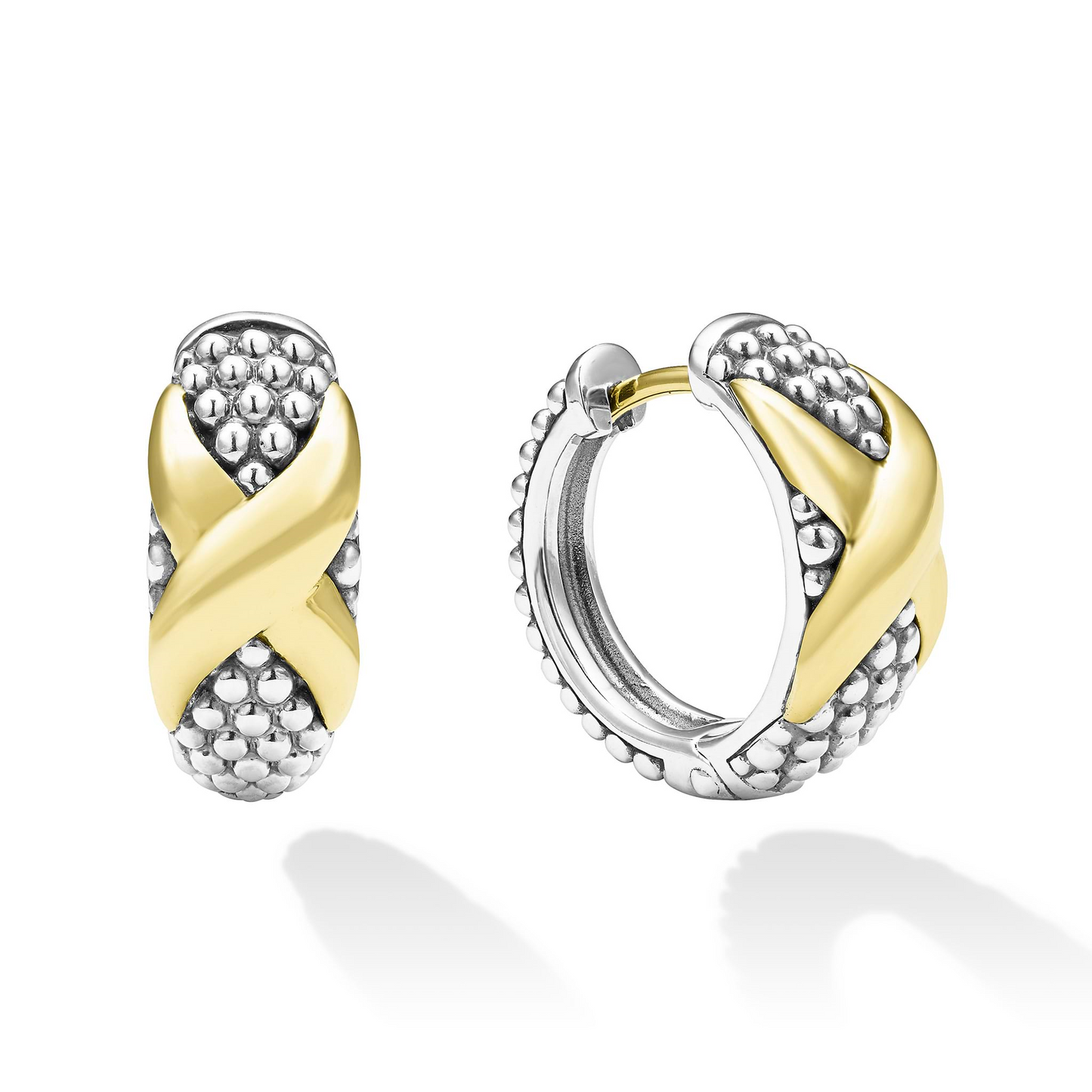 Lagos Two-Tone X Huggie Earrings