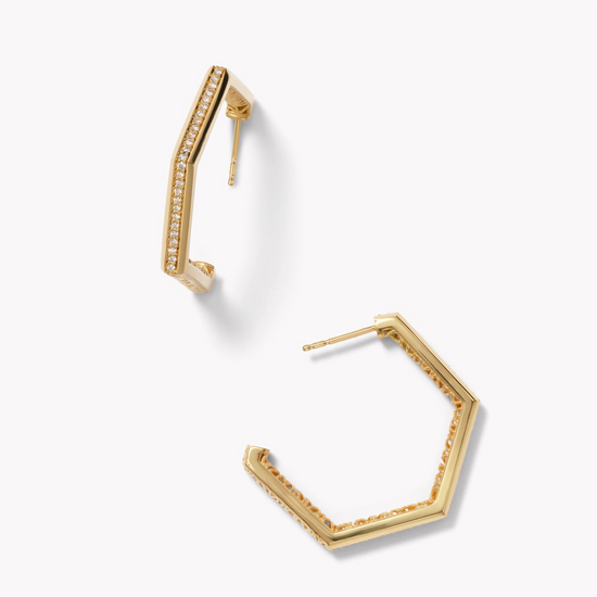 Jamie Turner Eclipse Diamond Hoop Earrings in 18k Yellow Gold