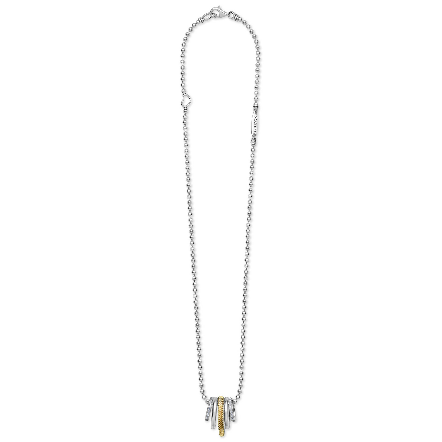 Lagos Two-Tone Five Ring Diamond Pendant Necklace