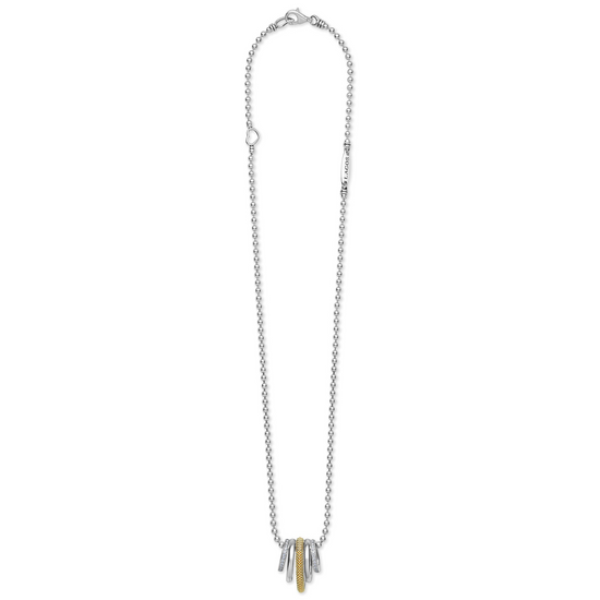 Lagos Two-Tone Five Ring Diamond Pendant Necklace