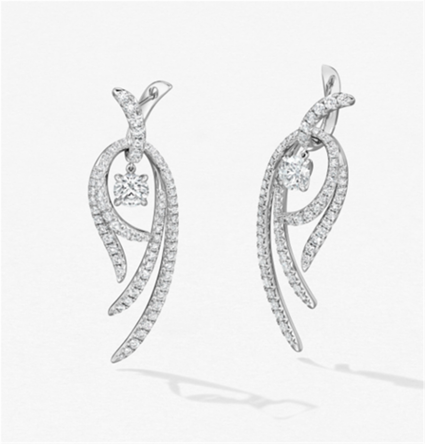 Hearts on Fire Vela Twisted Drop Earrings in 18k White Gold - Large