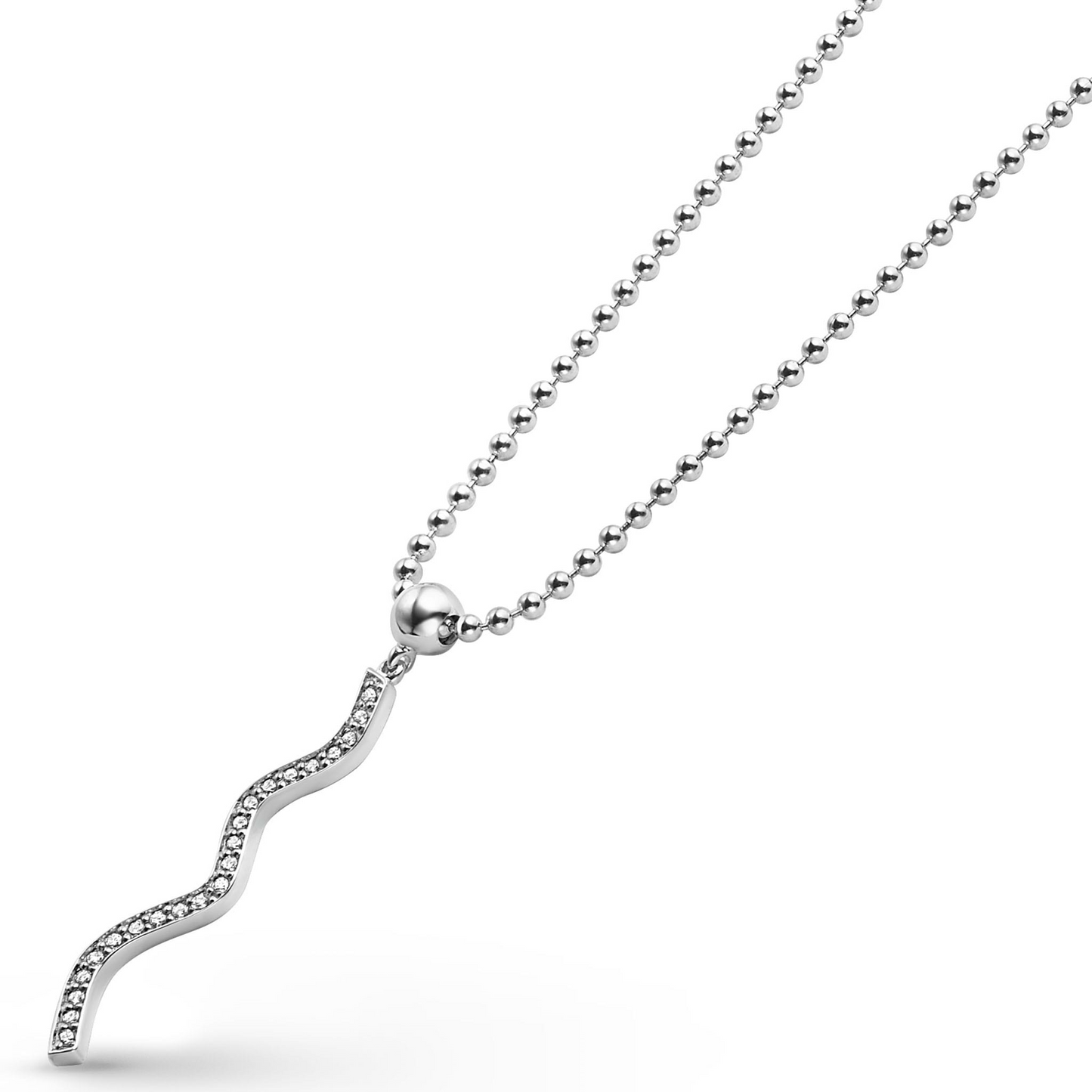 Lagos Large Wave Diamond Pendant Necklace