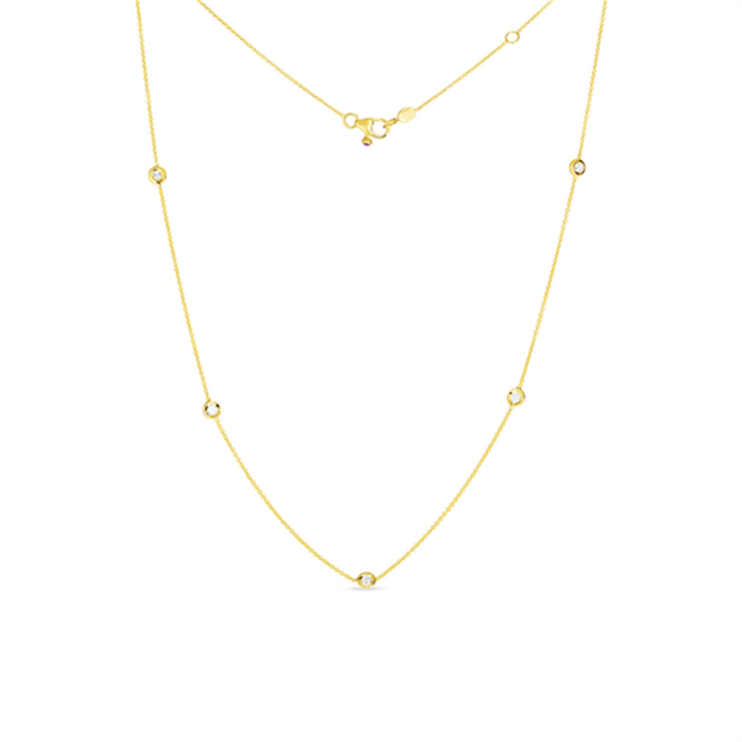 Roberto Coin Diamonds By The Inch 5 Station Necklace in 18k Gold & 1/4ct Diamonds