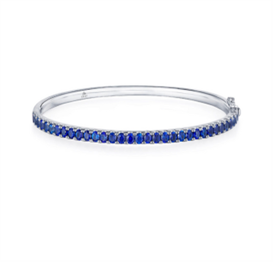 Kwiat 18k White Gold Sapphire Stackable Bangle Bracelet, 2.90 mm