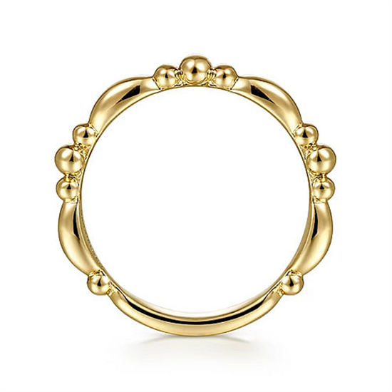 Gabriel & Co. Gold Alternating Bar & Bujukan Bead Stackable Ring