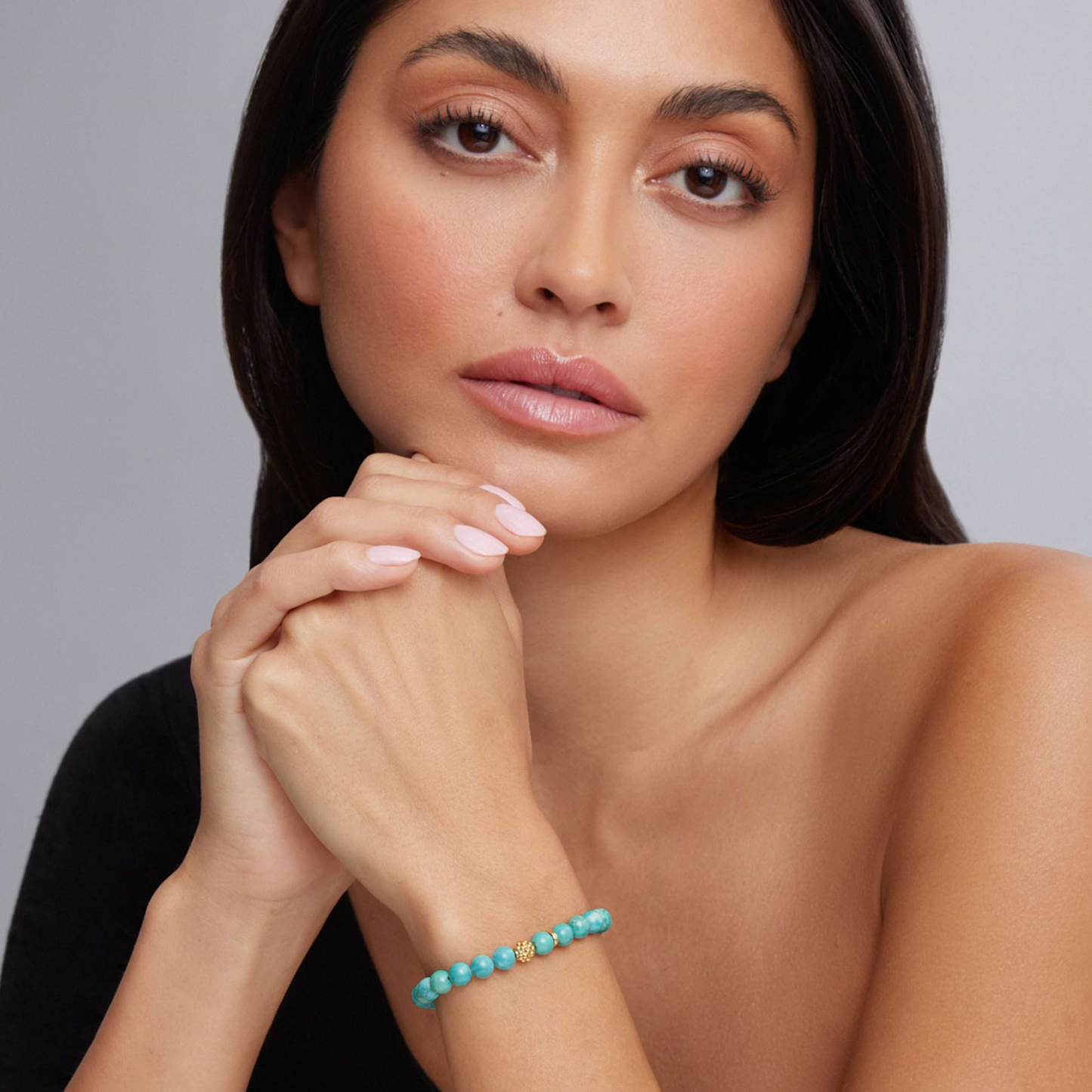 Lagos Turquoise Gold Station Bead Bracelet