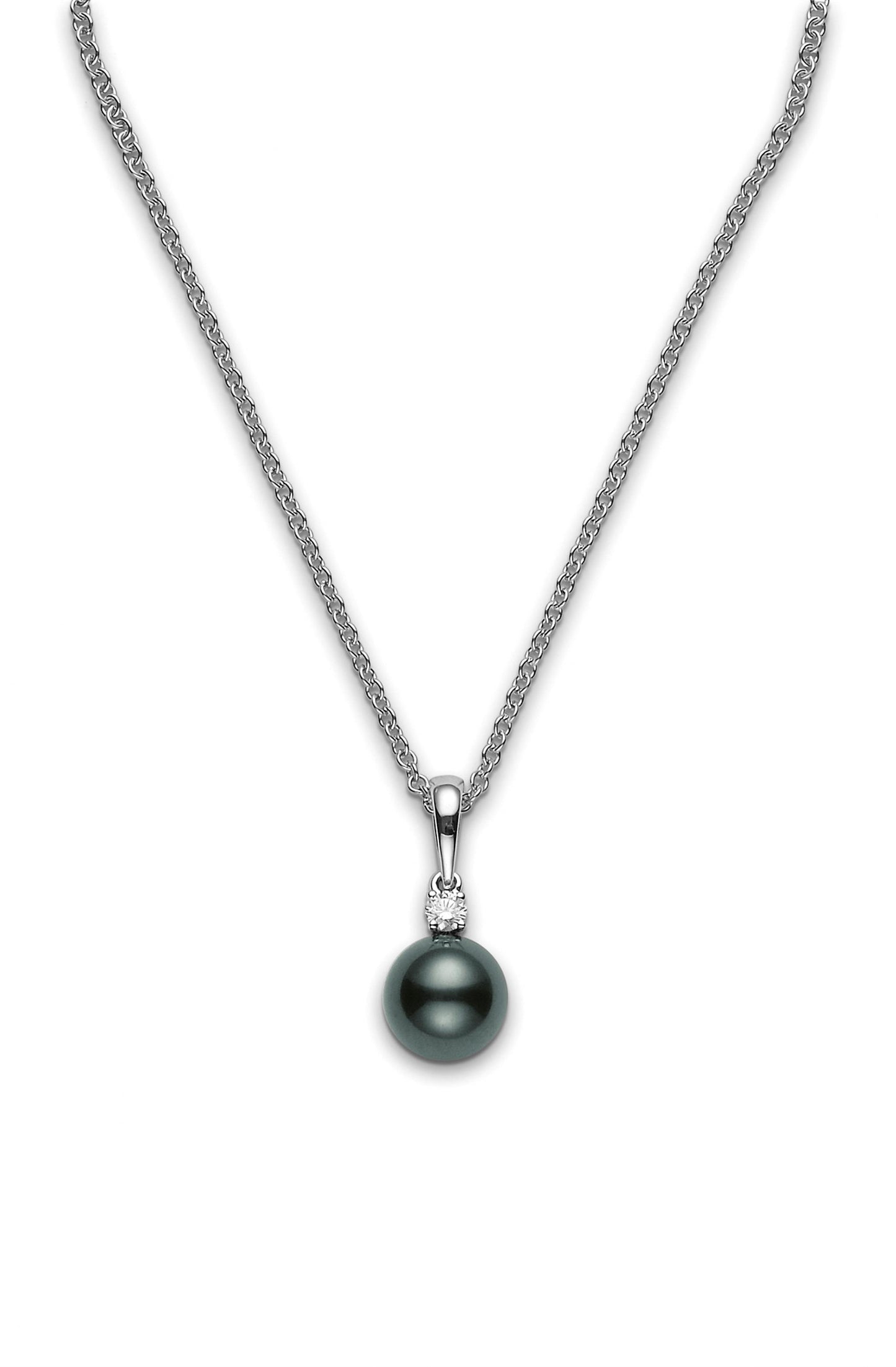 Black South Sea Cultured Single Pearl and Diamond Pendant