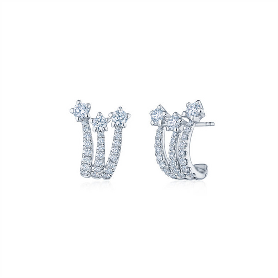 Kwiat Starry Night Meteor Earrings with Diamonds in 18k White Gold