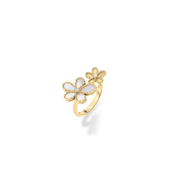 Roberto Coin Jasmine Diamond & Mother of Pearl Double Flower Ring