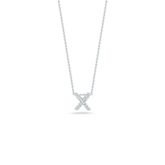 Roberto Coin Love Letter X Necklace in 18k White Gold & 0.06ct Diamonds