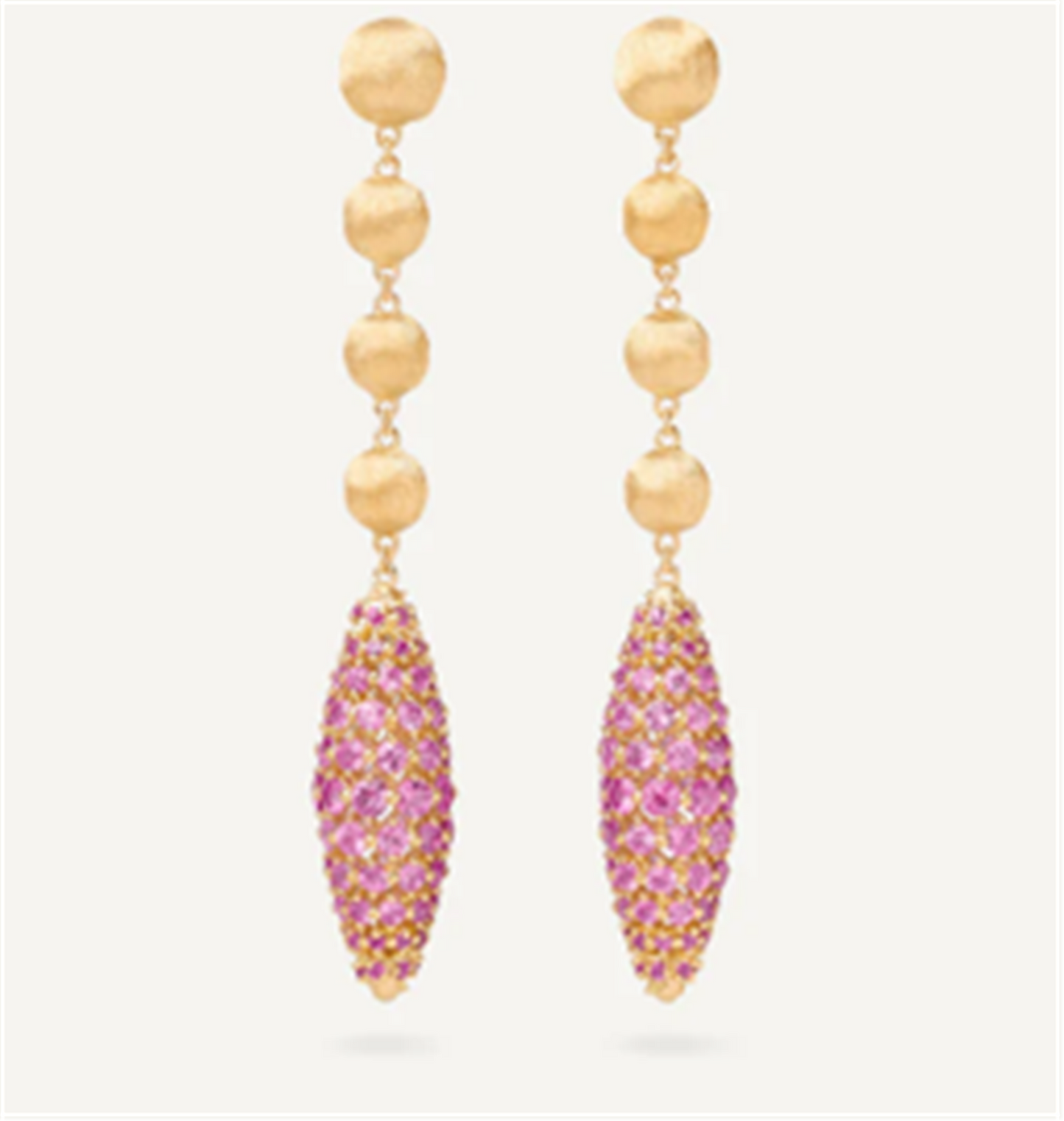 Marco Bicego Africa Chandelier Earrings with Pink Sapphire Pavé in 18k Gold