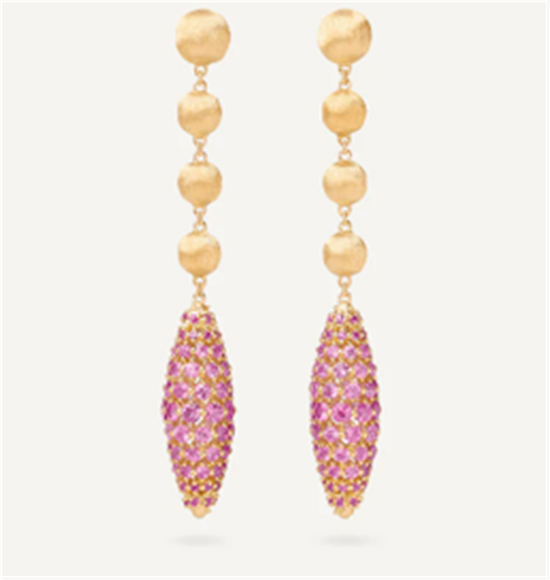 Marco Bicego Africa Chandelier Earrings with Pink Sapphire Pavé in 18k Gold